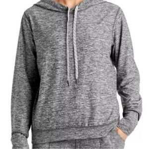 Gray Hooded Long Sleeve Top